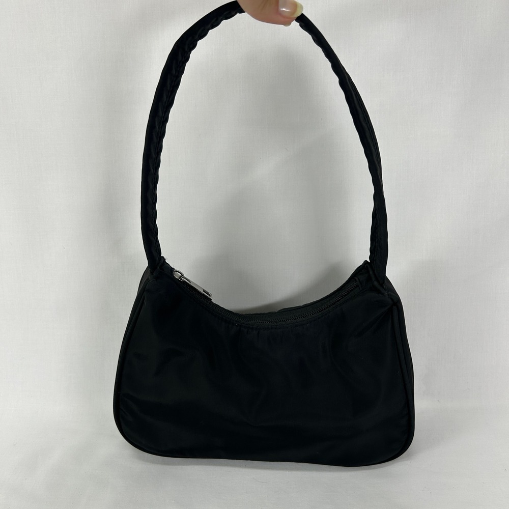 Black Nylon Y2K Minimalist Shoulder Bag Small Handbag Purse